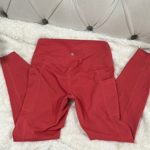 Yogalicious Red High-Waisted Leggings‎ for Athleisure - Picture 3 of 4